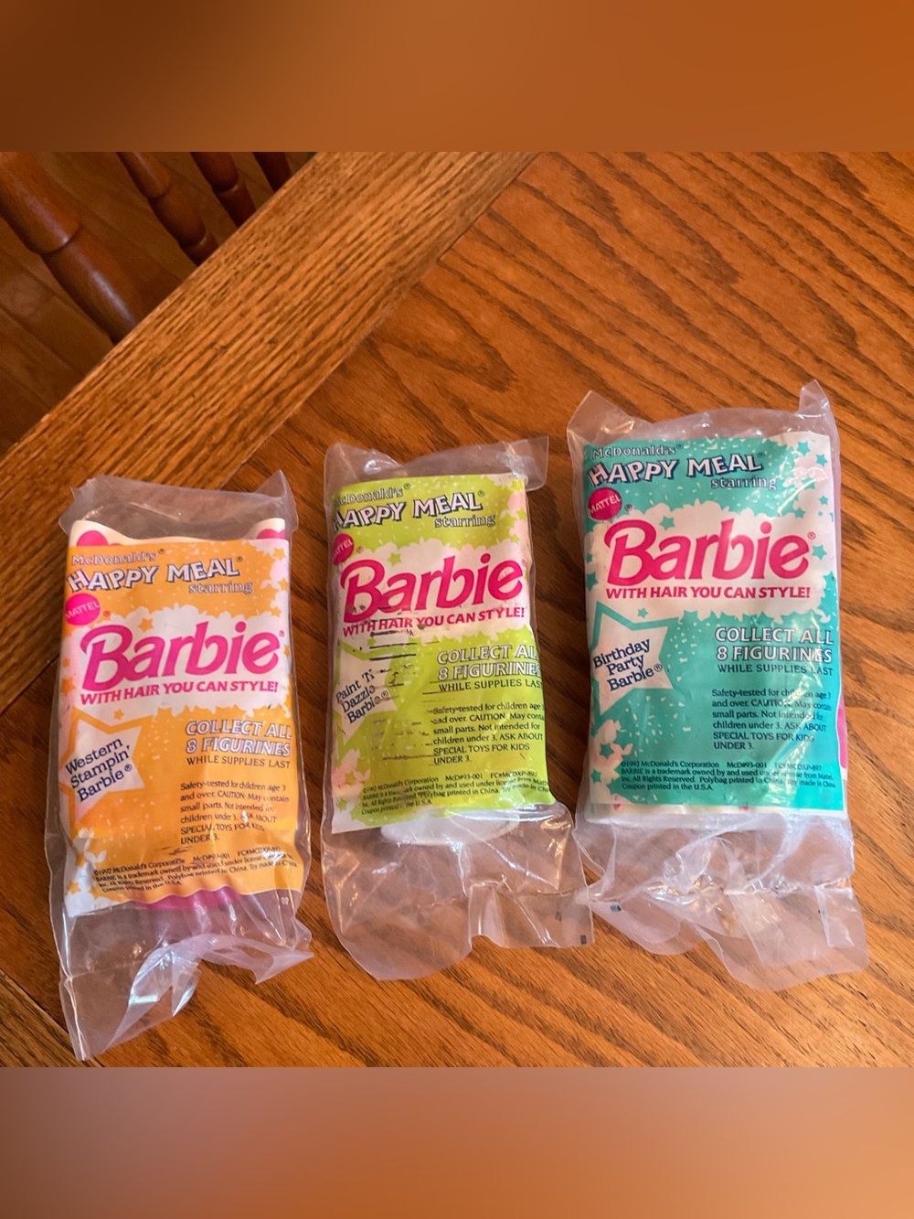 Vintage 1992 McDonald’s Happy Meal Barbie Toys, Lot of 3, Factory Sealed NIP